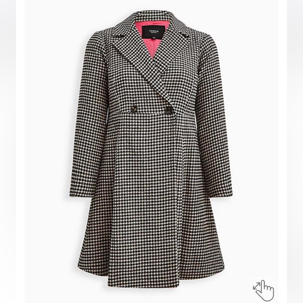 Torrid Wool Fit and Flare Coat with pink lining